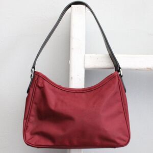 Banana Republic Y2K Red Nylon Baguette Black Leather Strap Shoulder Bag Purse